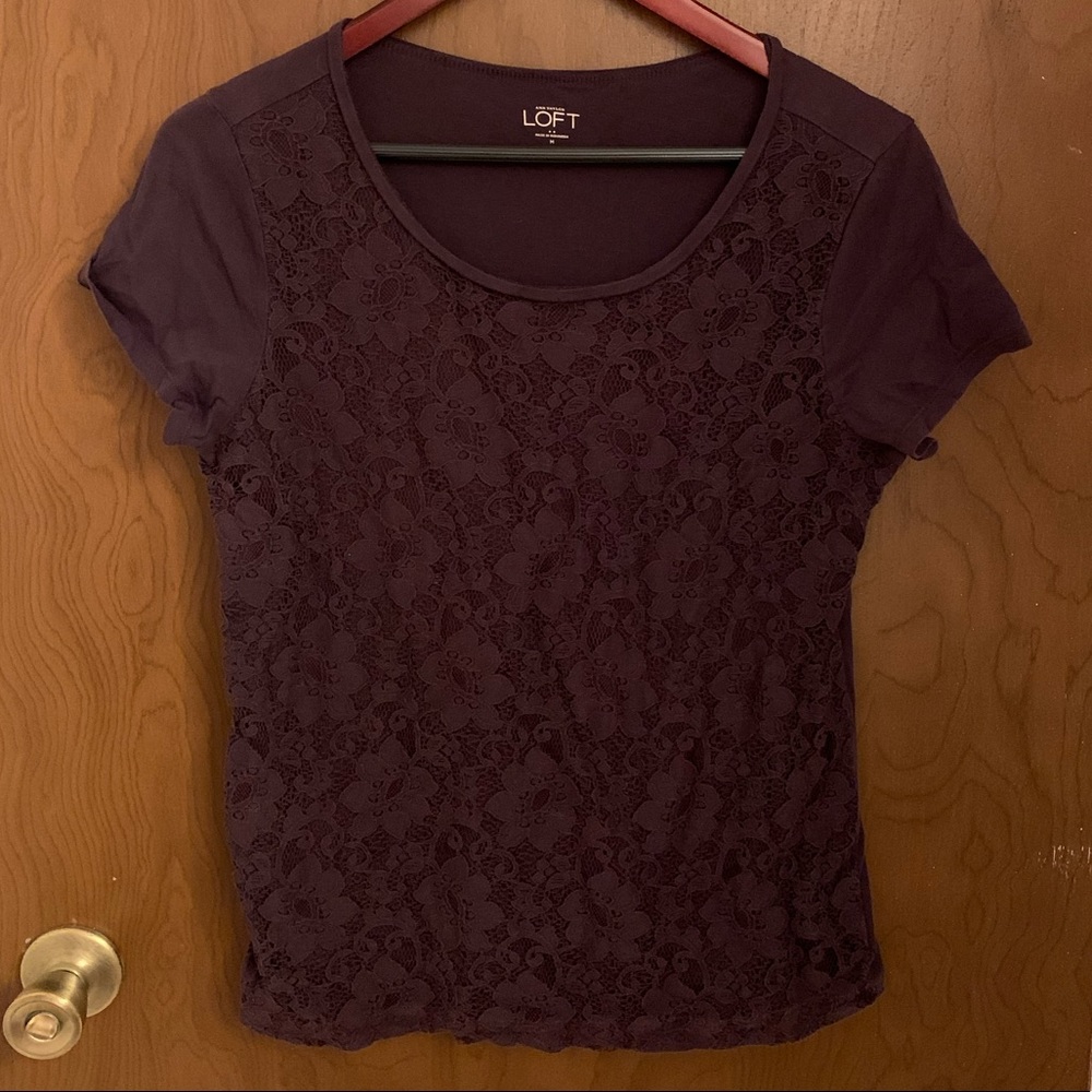 Retro Loft Purple Lace Front Tee